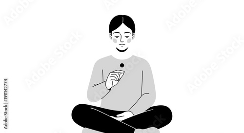 Person Meditating Calmly Mindful Peaceful Serene Relaxation State