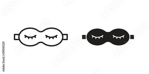 Sleeping mask icon. Line and Silhouette Icon Set.
