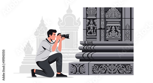 Photographer Capturing Detailed Cultural Architectural Elements