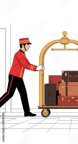 Professional Bellhop Assistance With Luggage Trolley Service