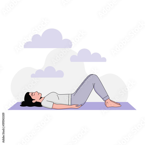 Relaxing Person Lying Down Practicing Mindfulness And Serenity Peaceful Cloudscape