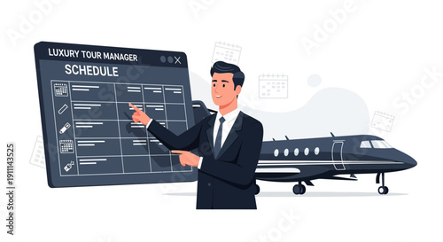 Professional Planner Coordinating Exclusive Jet Travel Schedule For Elite Clients