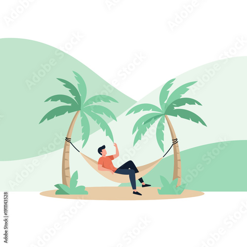 Relaxing Tropical Vacation Hammock Palm Trees Serene Getaway