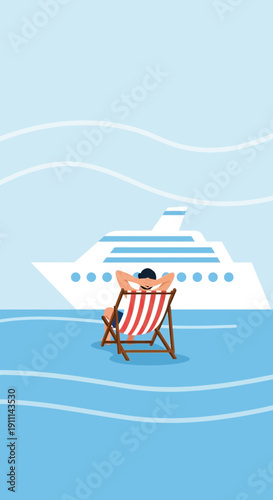 Relaxing Vacationer Enjoys Cruise Ship Serenity At Sea