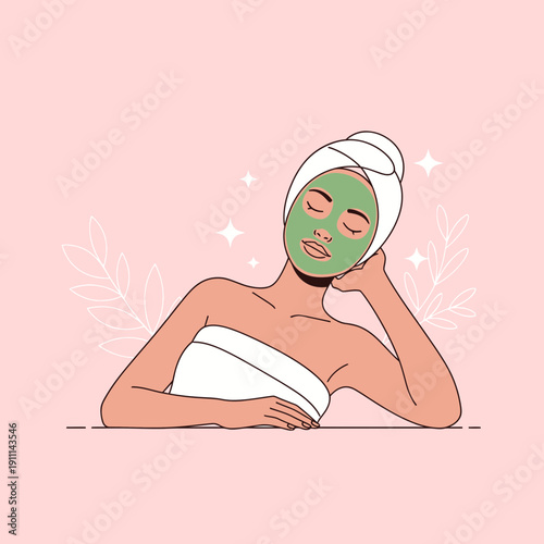Relaxing Woman Enjoying A Rejuvenating Facial Mask Treatment