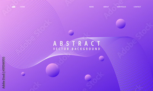 Abstract Deep Teal and Violet Gradient Background with Flowing White Wave Lines and 3D Spheres for Professional Tech Landing Page, Corporate SaaS Header, and Modern Digital Design.