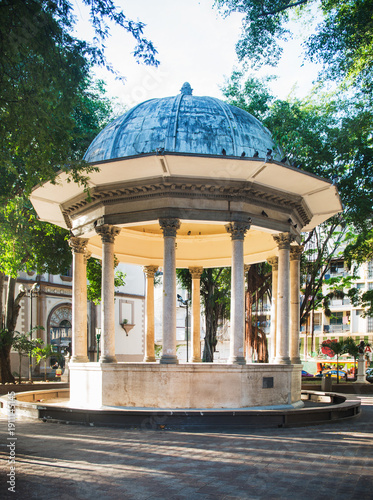 Historic gazebo built in 1890's in Parque de Santa Ana, a historic park in the Santa Ana neighborhood of Panama City, Panama