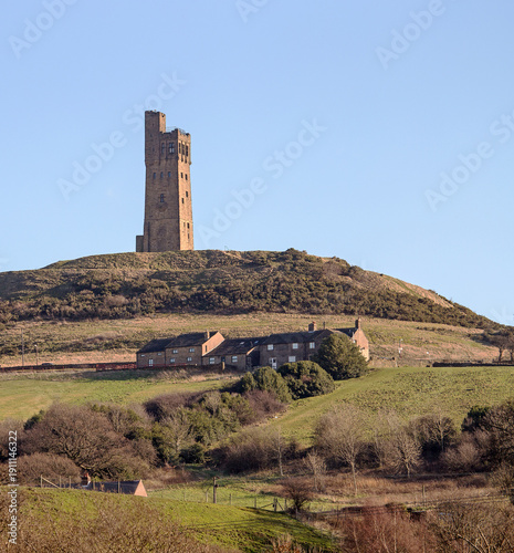 Obraz na płótnie A view across the Colne Valley from Huddersfield looking towards a medieval cast