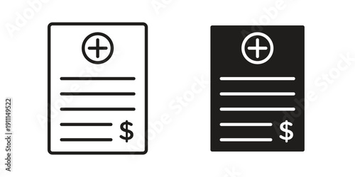 Hospital bill icon. Vector Isolated Illustration for web design.