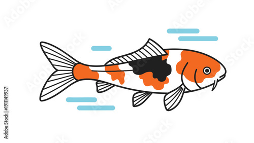Colorful koi fish illustration on white background vector art