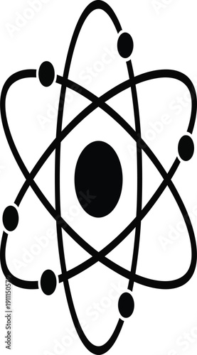 Atomic structure diagram with electron orbits and nucleus