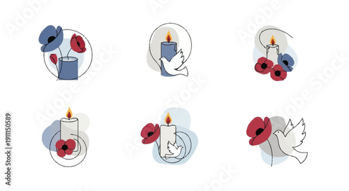 Remembrance symbols candles poppies doves memorial 1