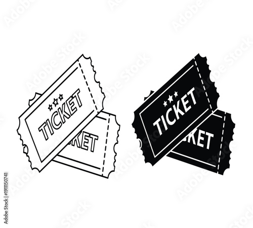 A set of two movie tickets and two stubs