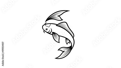 Elegant koi fish illustration on white background suitable for design concepts