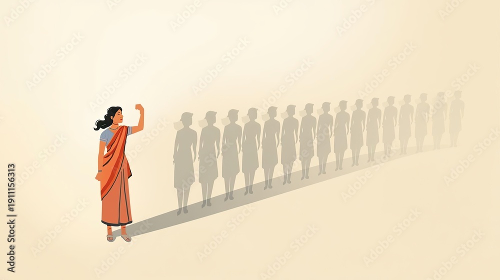 Obraz premium Only Women Day Empowerment Festival Empowering Woman Celebrating Festival of Strength and Resilience in Minimal Pastel Illustration
