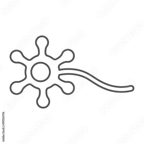 Simple outline illustration of microscopic organism or neuron cell for scientific and medical research