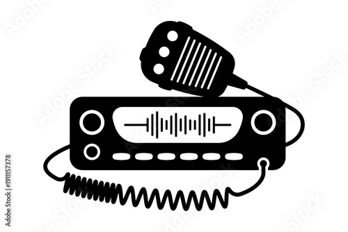 Trucker's radio icon. Black silhouette. Front view. Vector simple flat graphic illustration. Isolated object on a white background.