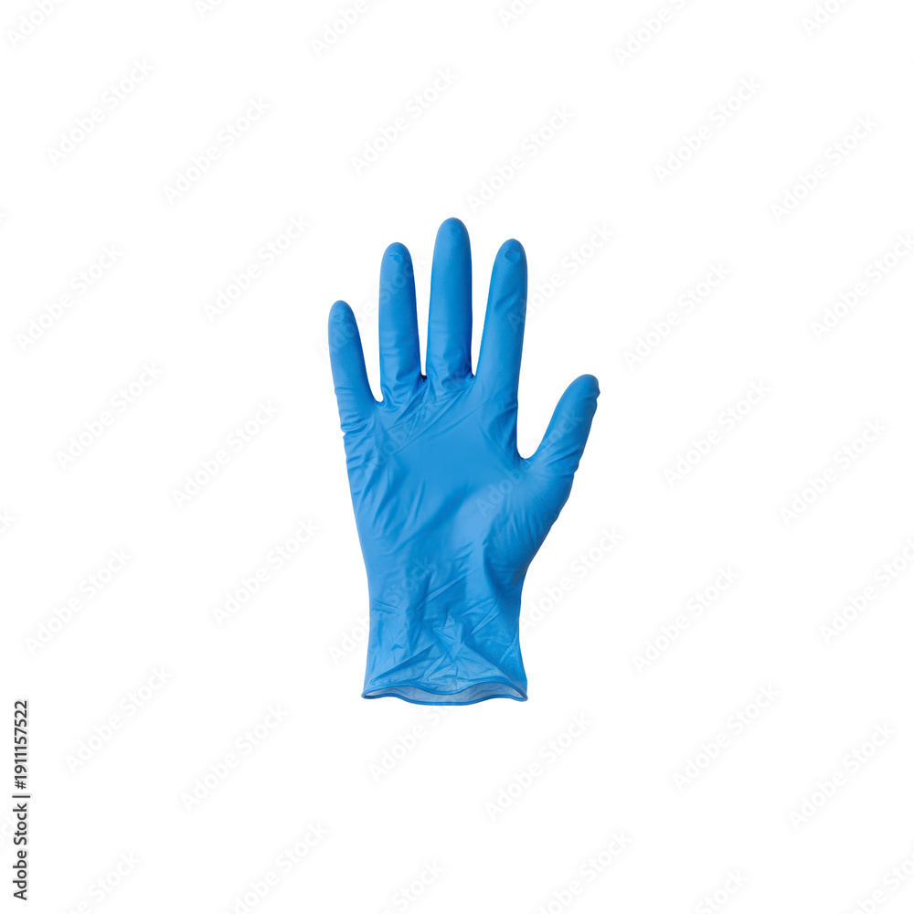 Fototapeta premium Blue disposable glove isolated On Transparent Background