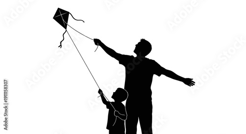 Man and boy flying kite outdoors on a sunny day with wind yr (20)