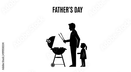 Father grilling with child on Father's Day