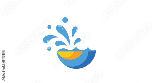 Blue and yellow liquid splash with water droplets 1