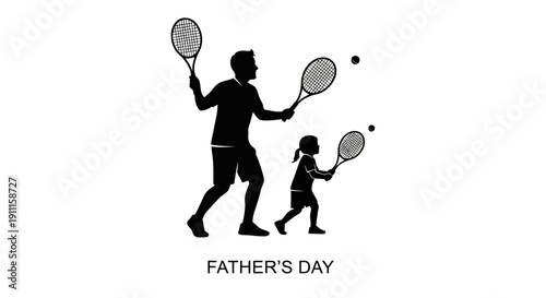 Father and daughter playing tennis on court for Fathers Day yr (61)