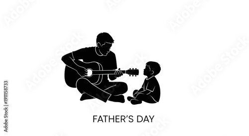 Father plays guitar for son on Fathers Day with love and care in a cozy home environment