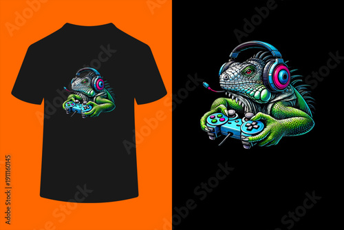 Funny Iguana Video Games Lover Gamer Gaming T-Shirt
