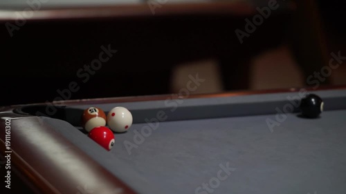Close Up of Hands Playing Billiards with Cue Stick – Pool Game Action