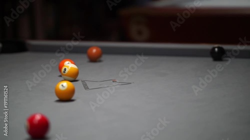 Nine Ball Pool Break – Billiard Balls Scattering on Table