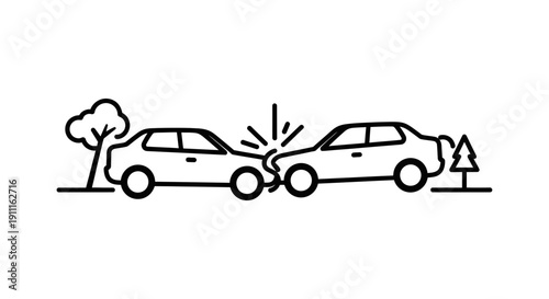 Car accident illustration collision icon depicting a traffic incident