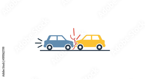 Car accident illustration collision of two vehicles on white background