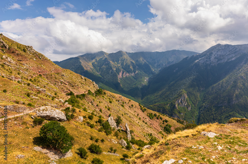 Naklejka premium Lukomir mountain landscape in Lukomir, Bosnia and Herzegovina.