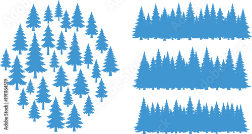 Blue silhouette pine tree forest landscape trees silhouettes