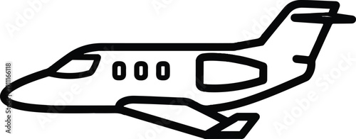 Private Jet Airplane Illustration on a Clean Background from a Side Viewpoint