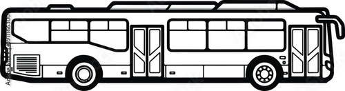 Detailed side view illustration of a modern city bus with open doors and visible interior