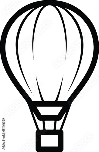 Hot air balloon illustration flying high in the sky with a beautiful landscape view