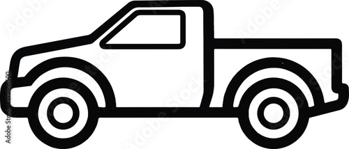 Illustration of a pickup truck viewed from the side, showcasing its design and features.
