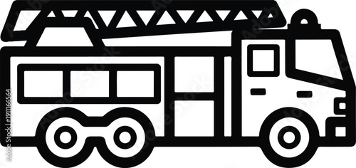 Fire truck with ladder and equipment in a emergency response scene illustration