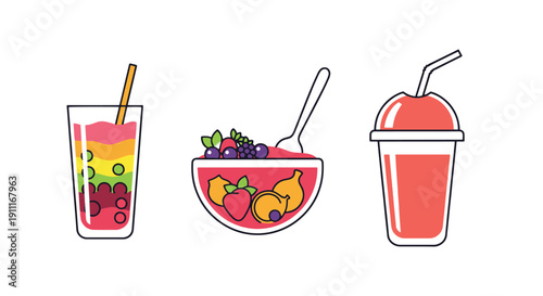 Smoothie Line art colorful