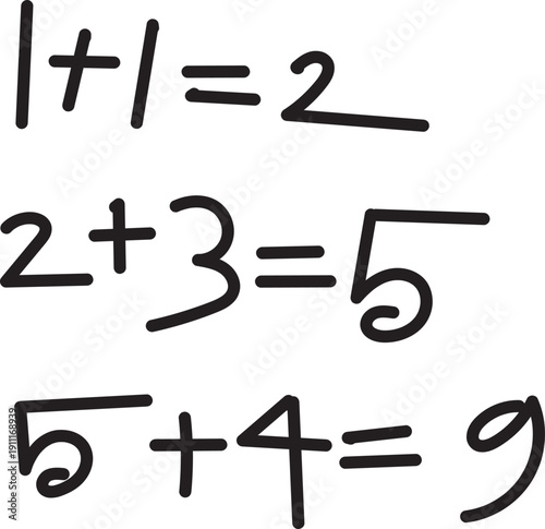 Children Learning Basic Math with Numbers, Addition, Subtraction, and Educational Educational Elements Vector