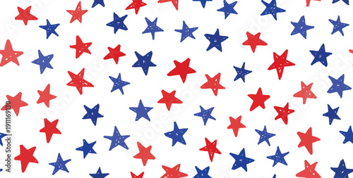 Stars grunge. Independence Day USA. Presidents day. Hand drawn illustration.	
