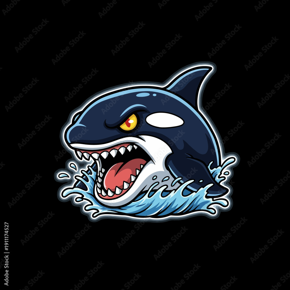 Obraz premium Angry Orca Killer Whale Cartoon Mascot Character.