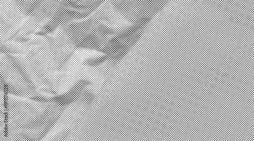 Halftone dotted paper texture. Wrinkled and creased black and white background. Comic style grainy folds with distressed grit. Vector illustration for retro posters, flyers and cover design