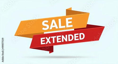Extended Sale Banner with Orange and Red Ribbons