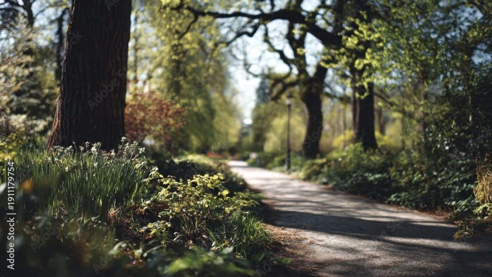 Fototapeta premium Peaceful path through a lush park