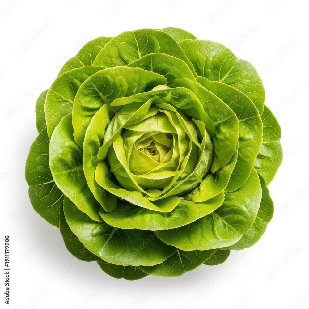 Fototapeta premium A green lettuce head on a white background