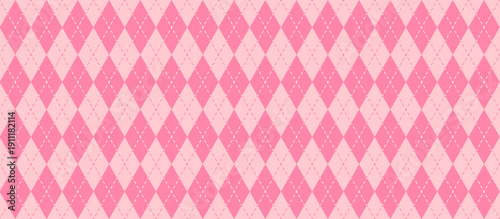 Cuadro en lienzo Seamless pink argyle pattern inspired by classic golf and sportswear design