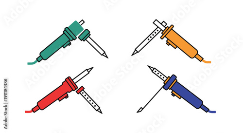 Soldering Iron Line color outline design