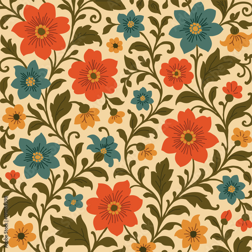 Hand-drawn floral seamless pattern. Wildflowers for wallpaper.